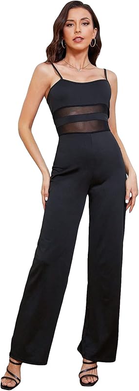 WDIRARA Womens Spaghetti Sleeveless Jumpsuits